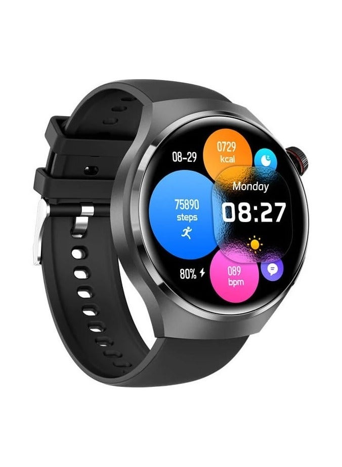 Modio MR 60 Smart Watch With 2.5D Curved Display, 3 Pair Strap & Wireless Charging – Stylish Touch Screen Watch for Ladies and Men – Black - Image 1